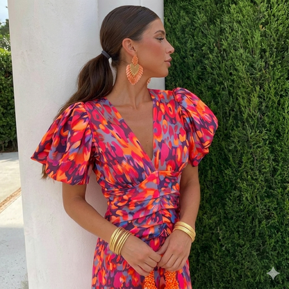 Tora | Vestido con Mangas Plisadas
