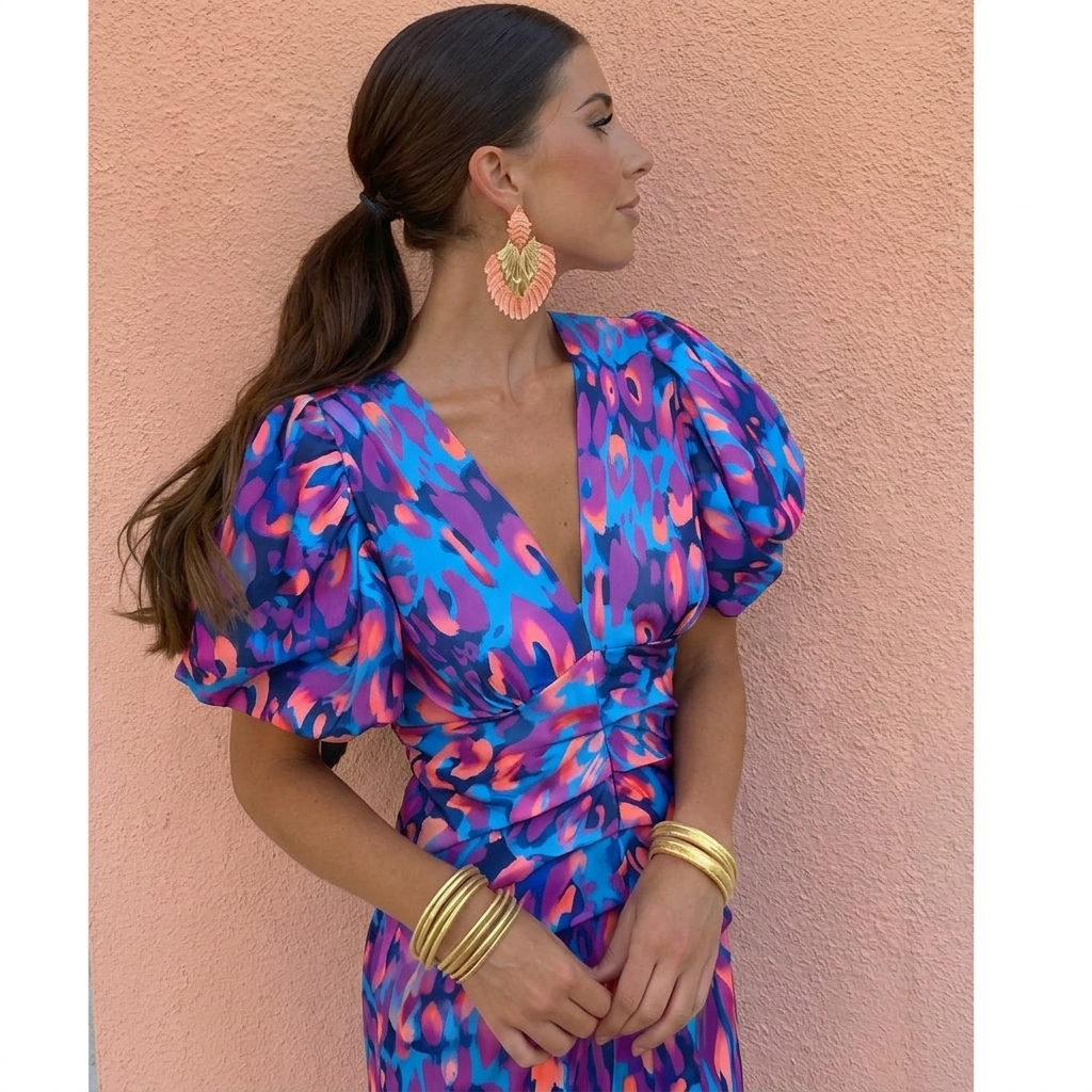 Tora | Vestido con Mangas Plisadas